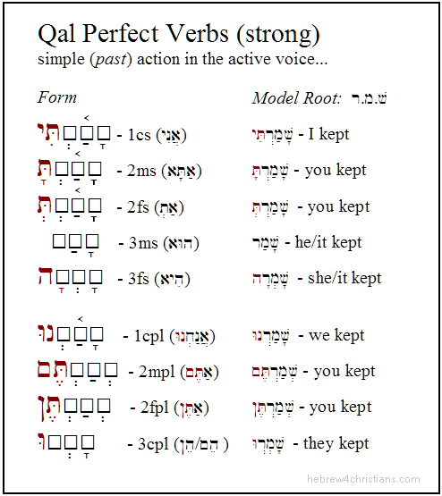 Qal Perfect Strong Paradigm